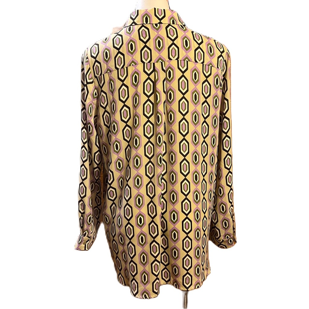 Pleione Abstract Print Button Down Blouse Xl - image 2